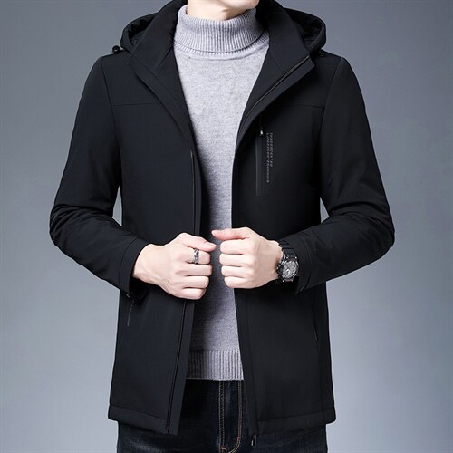 连帽鹅绒羽绒服男士冬季休闲简约气质内胆可卸羽绒袄ZG33078-P335，男装羽绒服，电商B212（原钱塘6029）
