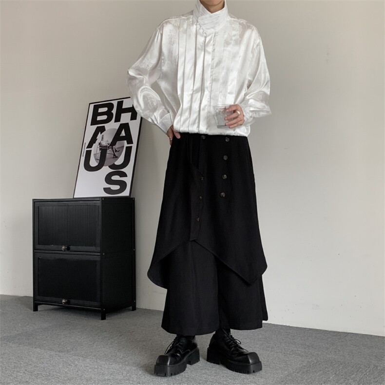 暗黑纽扣日系叠层山本耀司不规则无性别叠穿西裤男女宽松裙裤,男装西裤,星座909-2（原星座717-2）