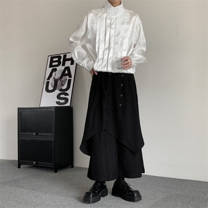 暗黑纽扣日系叠层山本耀司不规则无性别叠穿西裤男女宽松裙裤图片