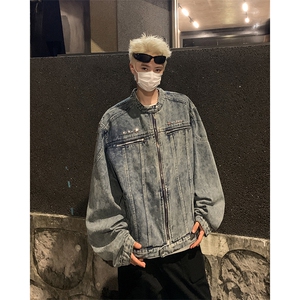美式高街牛仔外套男士韩版潮流宽松帅气2024秋冬ins夹克W5998-P72图片
