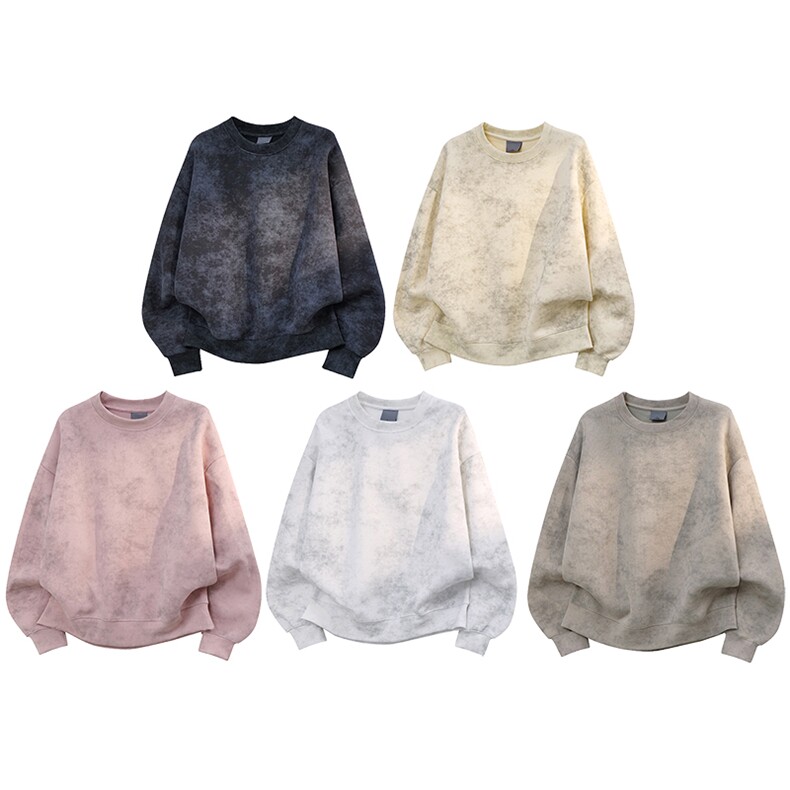 重磅65棉无帽绳450克水洗扎染圆领卫衣硬挺短宽外套男RH5303-P41，女装短外套，星座610B-1