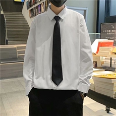 送领带白色长袖衬衫男情侣韩版港风学生班服学院风衬衣CS10-p30，男装衬衫，星座1008-1