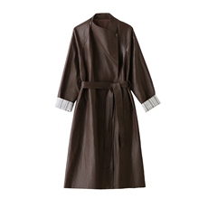 2026秋装新款时尚潮流气质宽松加棉中长款皮衣，女装皮衣，天丝秀