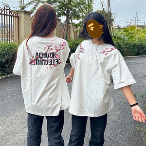 万针全刺绣工艺抖音得物高品质260克重磅纯棉双纱美式高街短袖T恤图片