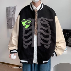 oversize宽松潮流情侣拼接外套美式小众植绒棒球服男W5051-P66，男装夹克，星座512-2
