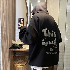 350g华棉潮牌印花连帽卫衣男女休闲春秋宽松时尚上衣5123-P43网图，女装卫衣/绒衫，电商B245