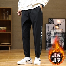 秋冬新款梭织男裤百搭设计感加绒港风休闲裤束脚裤K227H-P45，男装卫衣，星座717