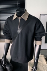 2026年春季新款百搭潮流美式长袖T恤男拼接假两件卫衣C26008-TP48，男装T恤，电商C213(原B265)