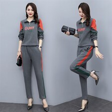 时尚拼接减龄套装女2025新款韩版春秋休闲运动宽松显瘦卫衣两件套，女装套装/套裙，凯瑟曼