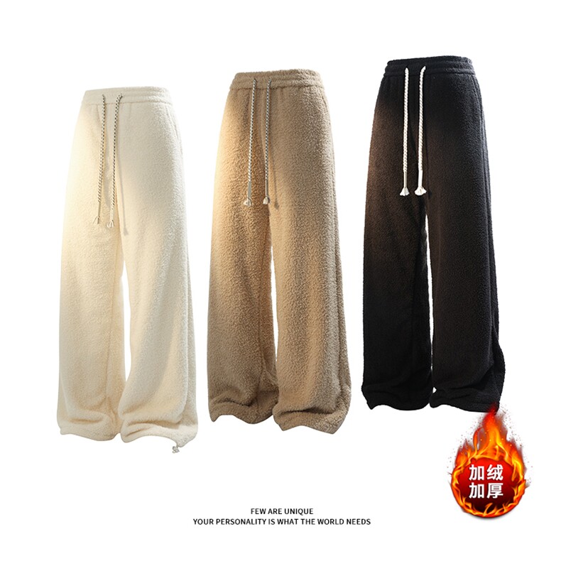 加绒加厚羊羔绒休闲裤棉裤女宽松百搭直筒裤男5D2121-TP3569，男装棉裤，电商A102