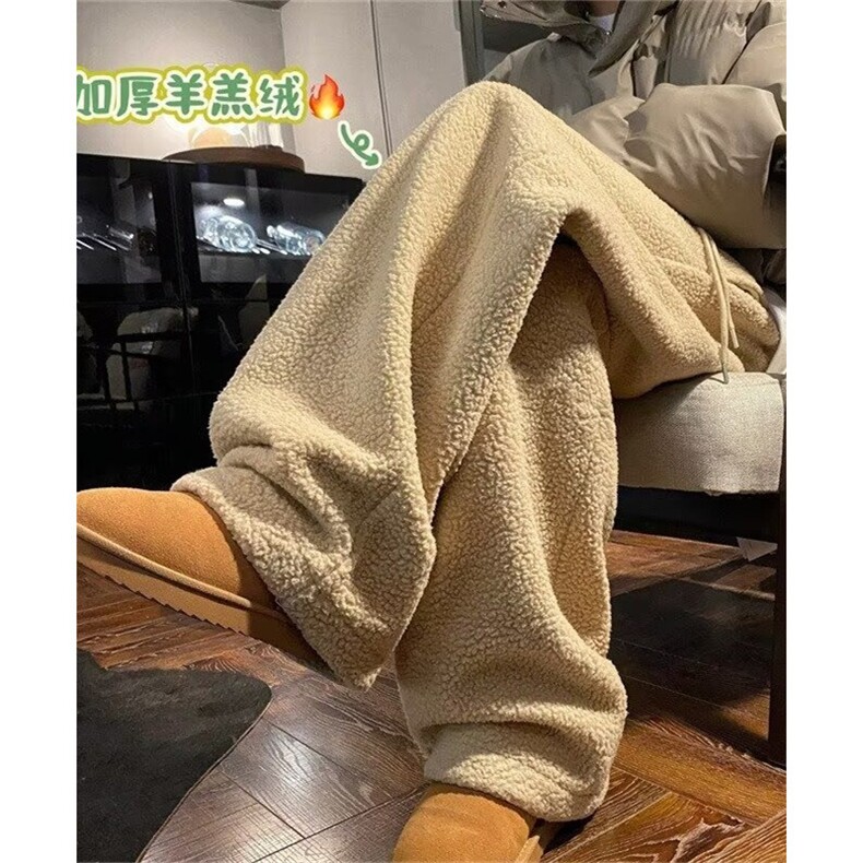摇粒绒裤子男冬季宽松加绒加厚保暖棉裤直筒休闲长裤KX1552,男装棉衣,星座1116A（原606A-3）