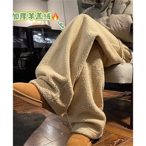 摇粒绒裤子男冬季宽松加绒加厚保暖棉裤直筒休闲长裤 KX1552图片