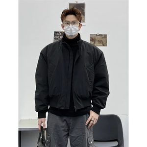 25春秋美式潮牌双拉链立领飞行员夹克男生宽松教练休闲工装外套图片