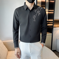 黑秋冬男士烫砖社会小伙店主风长袖衬衫301A-1/CS601/P58，男装衬衫，星座301A-1