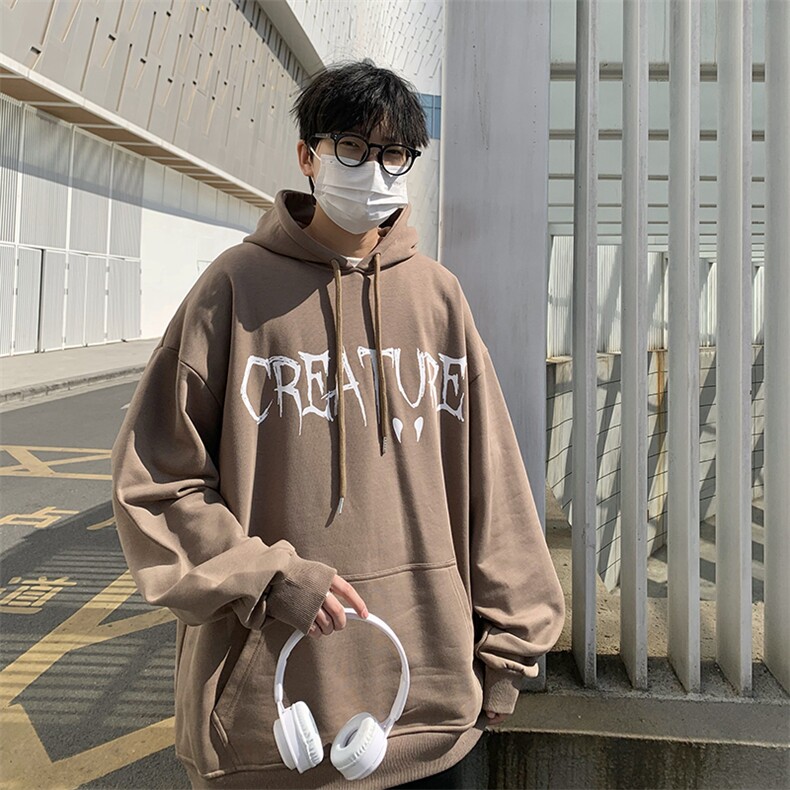 B266-T08-P65 23春宽松休闲连帽复古情侣卫衣图片