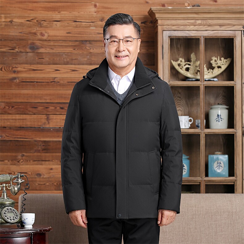 中老年羽绒服男中长款爸爸装加厚冬款父亲爷爷装大码短款保暖外套,男装羽绒服,电商B212（原钱塘6029）