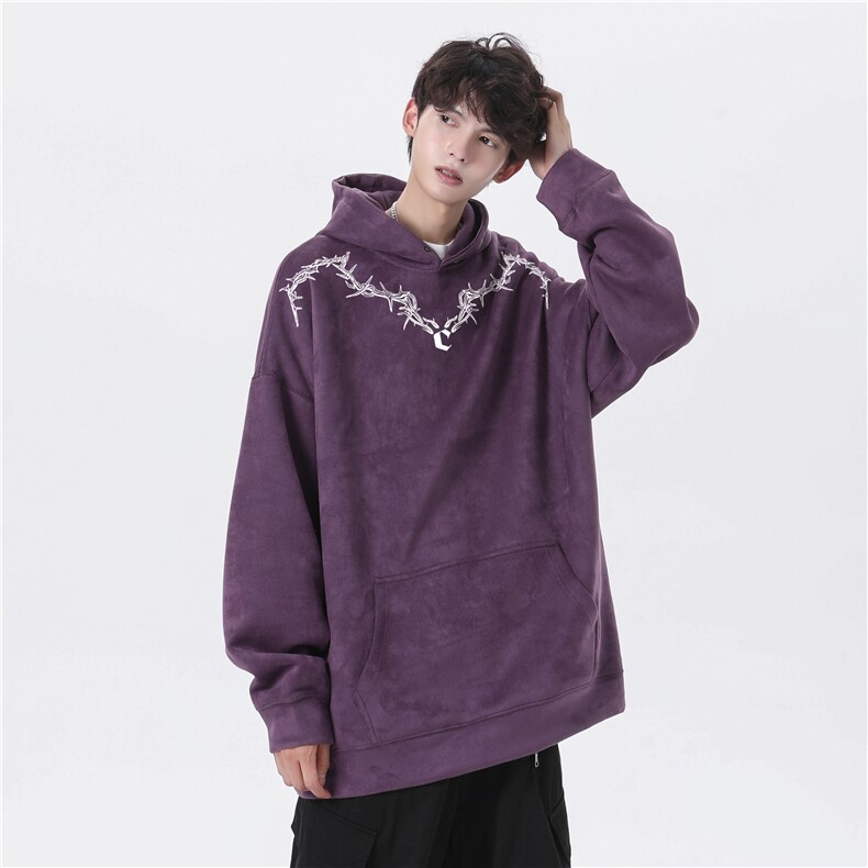 抖音品质秋季新款美式潮流印花麂皮绒连帽卫衣wljp200-特45控79,男装卫衣,星座605(原A050)