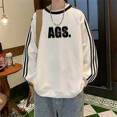 美式三杠条纹复圆领卫衣秋冬男女宽松长袖SW2475-P45控6850棉，男装卫衣，电商B370