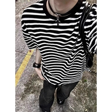 条纹圆领短袖t恤男女款夏季基础款休闲宽松百搭半袖上衣T01，男装T恤，星座1116A（原606A-3）