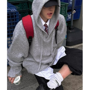 连帽学院风毛衣男款套装秋冬季高级感男士针织衫男装 M241图片