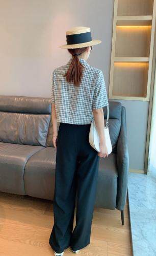 夏季新款欧版潮流格子西装气质套裤，女装西装，水锦红