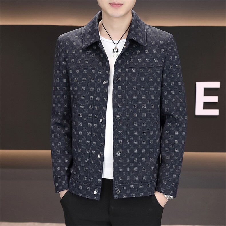 秋季高品质男式翻领夹克外套型男休闲百搭青年外套男N7908-P100图片