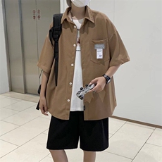 短袖衬衫男夏季外套衬衣潮流春秋季新款港风休闲五分袖CY1168-P36，男装T恤，星座412-3