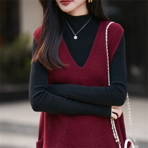 法式高端慵懒风100纯羊毛针织马甲女叠穿背心宽松毛衣坎肩25新款图片