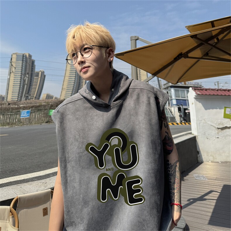 麂皮绒连帽背心坎肩男T恤美式港风JLB440-P30控48,男装背心/马甲,电商B370