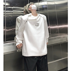 拉链设计感金属立体印花宽松垫肩圆领卫衣男女上衣B289-WY011-P85，男装卫衣，电商B289
