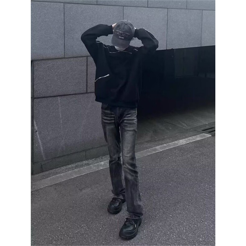 美式高街男女弯刀微喇水洗牛仔裤S306P44,男装牛仔裤,星座1112-1