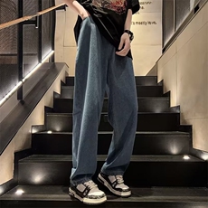 美式牛仔裤男潮牌直筒宽松oversize垂感休闲痞帅阔腿裤60500-P35，男装牛仔裤，星座1008