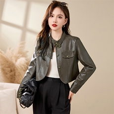 皮衣女高级感超好看外套短款夹克kbne2024春季新款今年流行的外套，女装皮衣，潮流依族