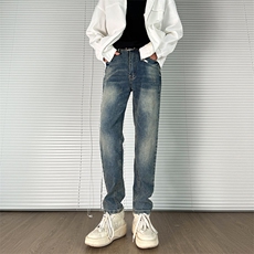 高品质修身小脚裤弹力裂纹休闲牛仔裤610A-1-K16036-P58，男装牛仔裤，星座610A-1