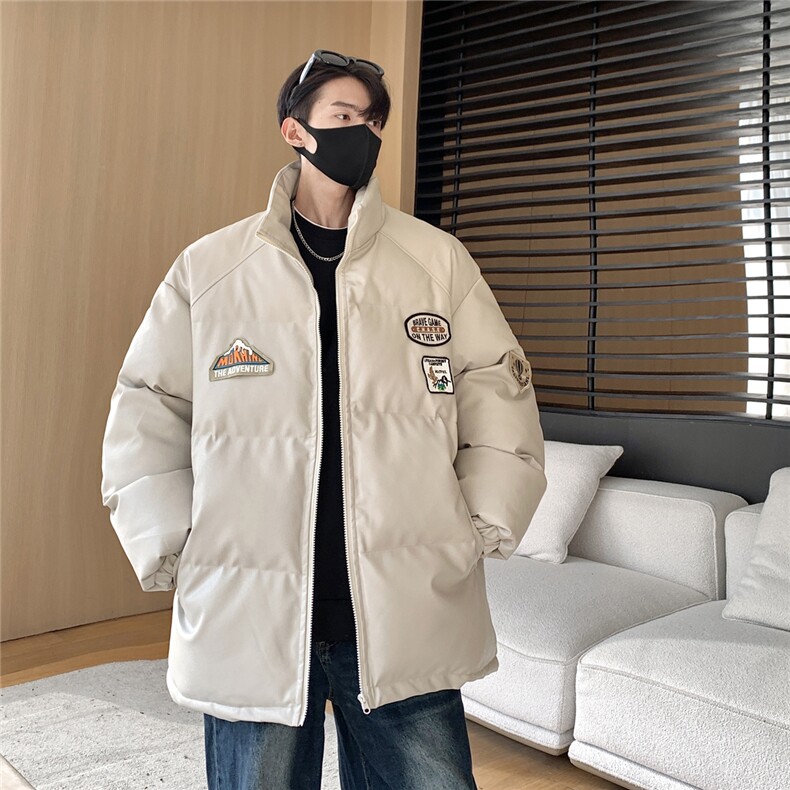 23冬装新品美式立领情侣宽松棉服加厚pu皮棉衣外套男D333P118,男装皮衣,电商A335-1（原A458）