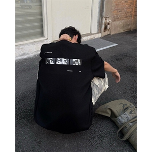 潮牌短袖T恤印花设计感T恤美式复古夏季新款打底短袖T恤半袖 P38图片