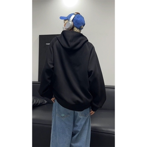 美式高街连帽卫衣男2025新款宽松半拉链帽衫外套W4688-特价P48图片