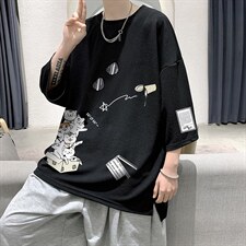 Q11115-P30春夏季七分袖t恤男大码五分袖男短袖中袖大皂风，男装T恤，电商A040