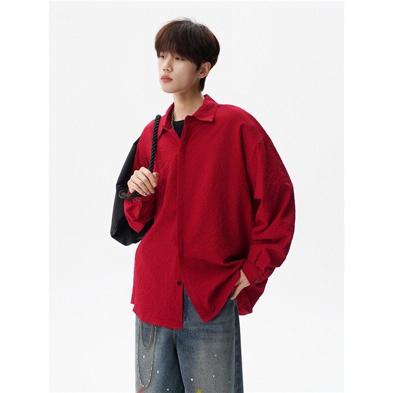 泡泡纱盐缩肌理感长袖衬衫男春夏季冰丝薄款外套防晒衬衣CS29007，男装防晒衣，电商B312