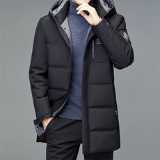 冬季白鸭绒中长款羽绒服男加厚保暖新款男士外套中年休闲连帽男装，男装羽绒服，电商B212（原钱塘6029）