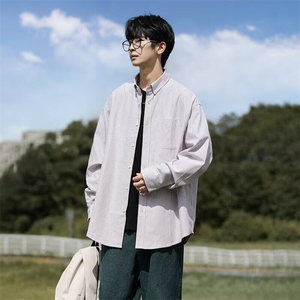 条纹衬衫男春季学院风长袖衬衣cityboy翻领工装美式 C3024 P35图片