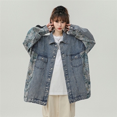 港风刺绣拼接宽松牛仔大码M-5XL潮夹克外套女NZ77065P95控128，女装短外套，星座226-2