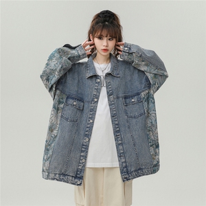 港风刺绣拼接宽松牛仔大码M-5XL潮夹克外套女NZ77065P95控128图片