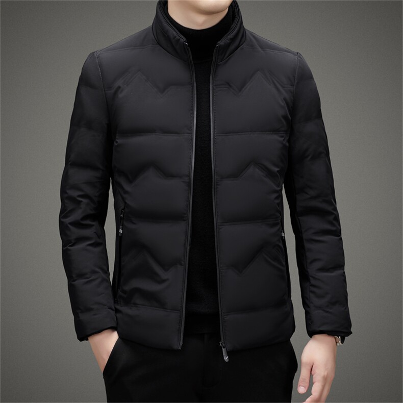 冬季男士立领加厚羽绒服中年男装宽松大码爸爸装80%羽绒保暖外套,男装羽绒服,钱塘6003（原4033）