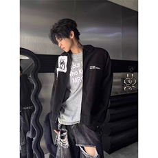 W10153-P88网图现货安可拉红秋季翻领夹克美式复古宽松休闲外套，男装夹克，星座1608-2