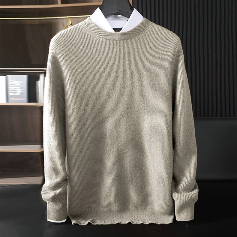 时尚男士羊毛衫保暖舒适插肩袖圆领毛衣多色可选高品质冬季，男装羊绒套衫，台绒羊绒