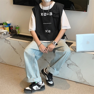 欧美高街帅气马甲男字母2023夏季新款ins宽松百搭外套W2796-P27图片