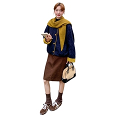 针织披肩加厚藏青色羽绒棉服女冬季2025新款小个子巨好看棉衣棉袄，女装棉衣/棉服，2C323