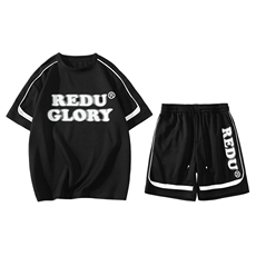 XTYDF夏季港风青少年短袖短裤两件套男潮情侣半袖T恤运动套装7809-P75，男装T恤，电商A441-1