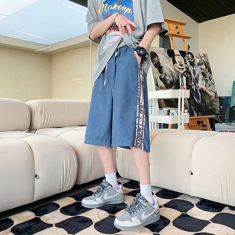 男夏季潮流时尚休闲短裤拼接灯芯绒短裤D49P25,男装休闲裤,星座1116-2
